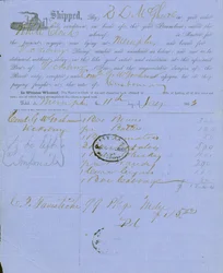 Dokument enthält den Stempel von Capt. Charles Parsons, Hilfsquartiermeister in St. Louis